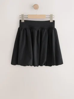 Black Pull-On Jersey Stretch Bubble Hem Skirt (3-17yrs)