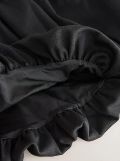 Black Pull-On Jersey Stretch Bubble Hem Skirt (3-17yrs)