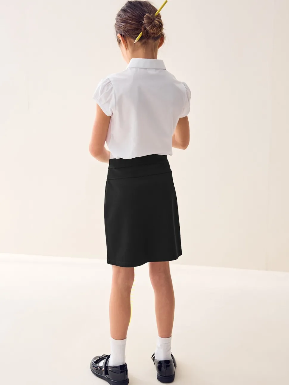 Black Pull-On Jersey Stretch School Pencil Skirt (3-18yrs)