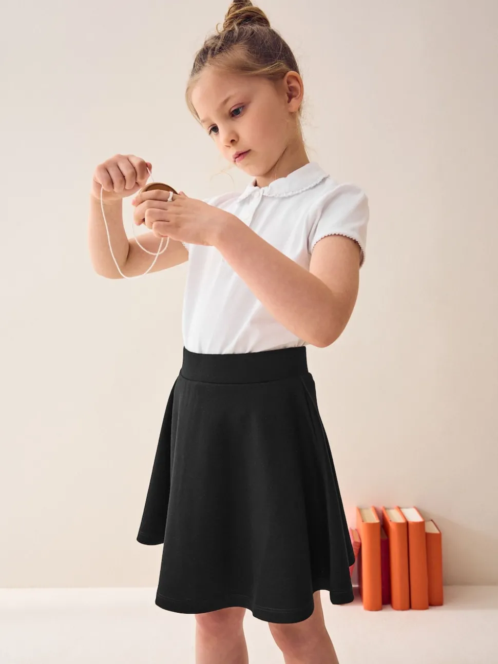Black Pull-On School Skort with Jersey Stretch (3-17yrs)