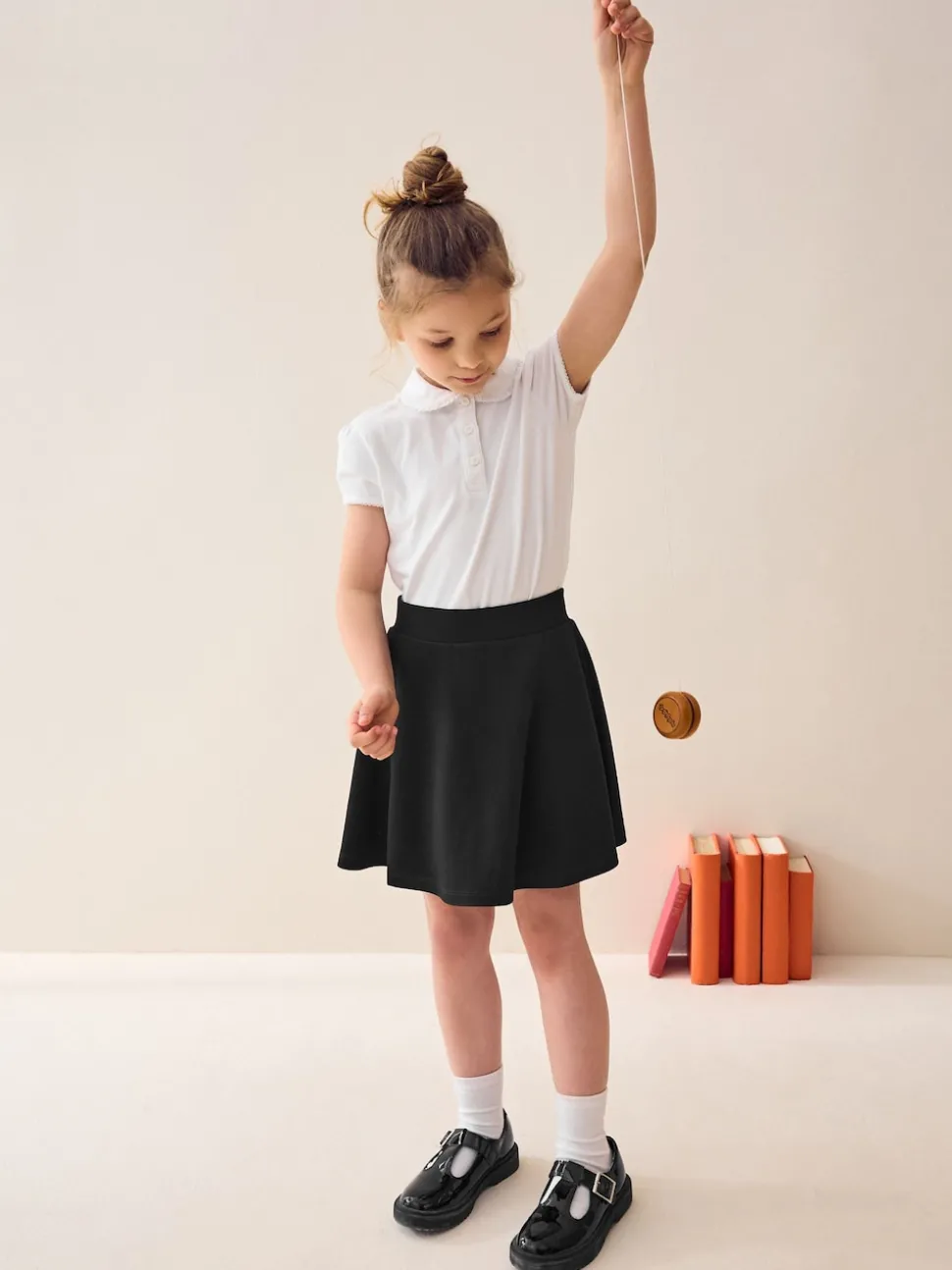 Black Pull-On School Skort with Jersey Stretch (3-17yrs)