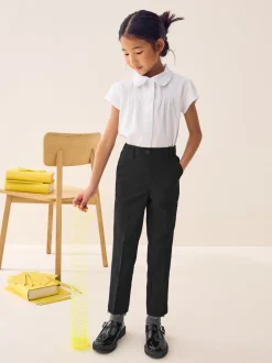 Black Pull-On Waist Plain Front School Trousers (3-17yrs)