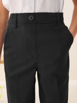 Black Pull-On Waist Plain Front School Trousers (3-17yrs)