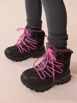 Black/Purple Printed Waterproof Walking Boots