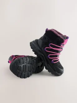 Black/Purple Printed Waterproof Walking Boots