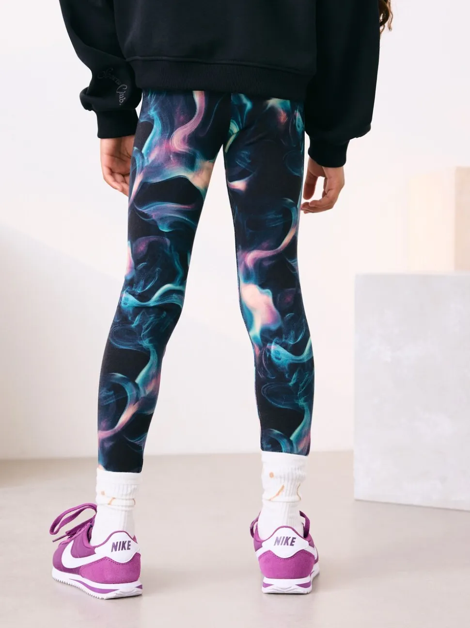 Black/Purple Swirl Leggings (3-16yrs)