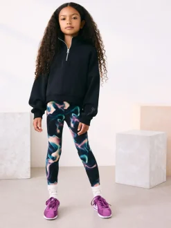 Black/Purple Swirl Leggings (3-16yrs)