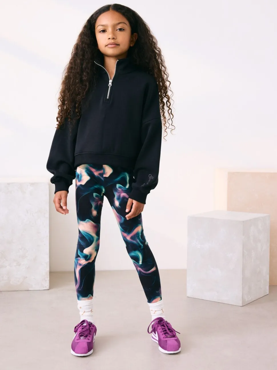 Black/Purple Swirl Leggings (3-16yrs)