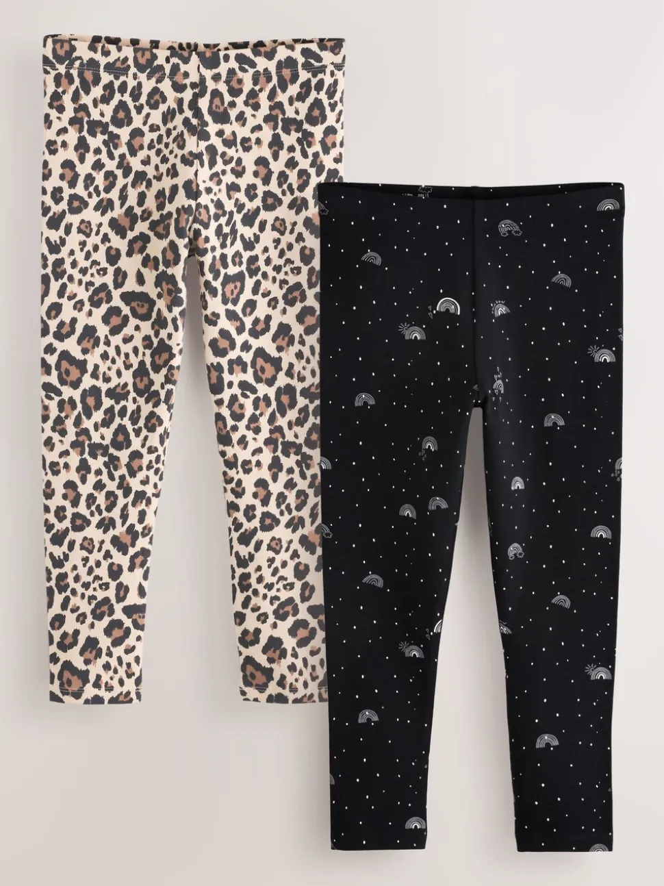 Black Rainbow/Animal Leggings 2 Pack (3-16yrs)