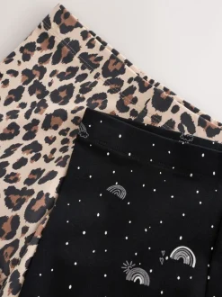 Black Rainbow/Animal Leggings 2 Pack (3-16yrs)