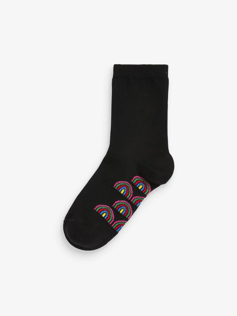 Black Rainbow 5 Pack Cotton Rich Footbed Ankle School Socks