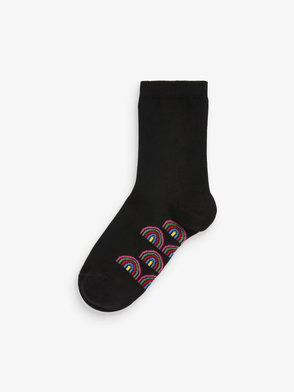 Black Rainbow 5 Pack Cotton Rich Footbed Ankle School Socks