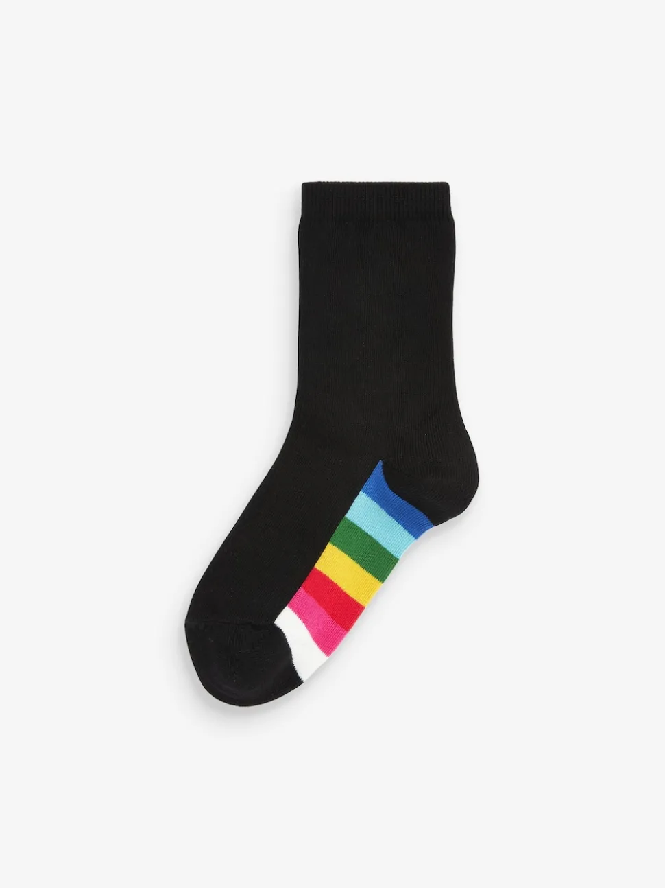 Black Rainbow 5 Pack Cotton Rich Footbed Ankle School Socks