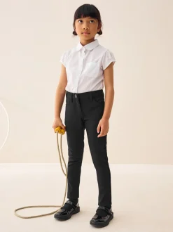Black Regular Length Jersey Stretch Skinny School Trousers (3-18yrs)