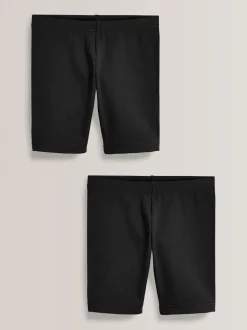 Black Regular Length 2 Pack Cotton Rich Stretch Cycle Shorts (3-16yrs)