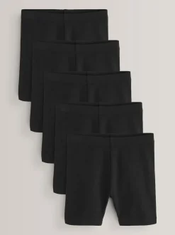 Black Regular Length 5 Pack Cotton Rich Stretch Cycle Shorts (3-16yrs)
