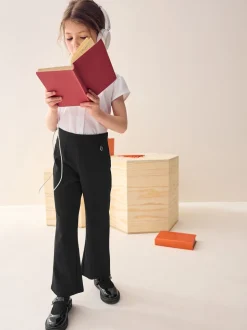 Black Regular Length Pull-On Cotton Rich Stretch Boot Cut School Trousers (3-16yrs)