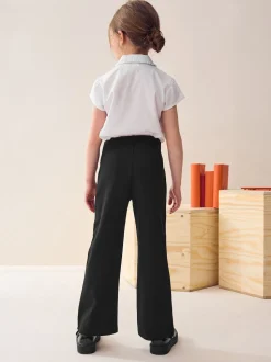 Black Regular Length Pull-On Cotton Rich Stretch Boot Cut School Trousers (3-16yrs)