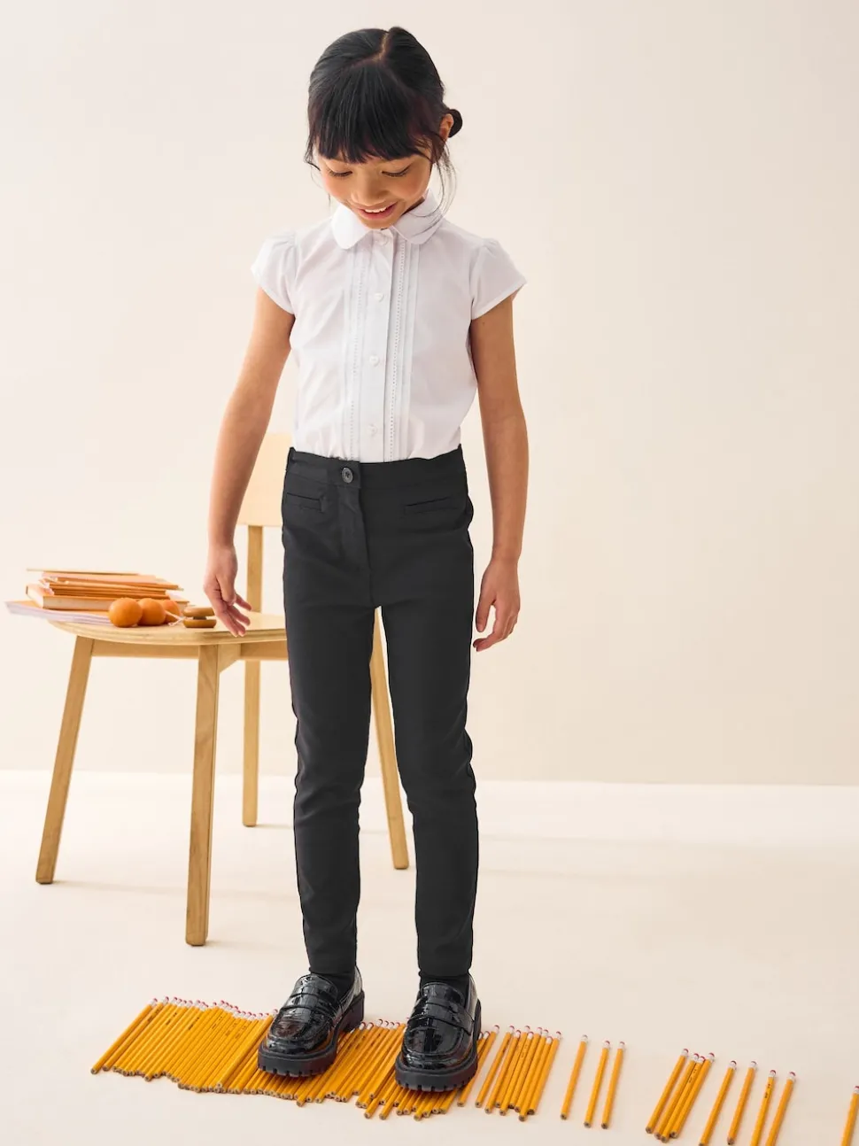 Black Regular Length School Skinny Stretch Trousers (3-18yrs)