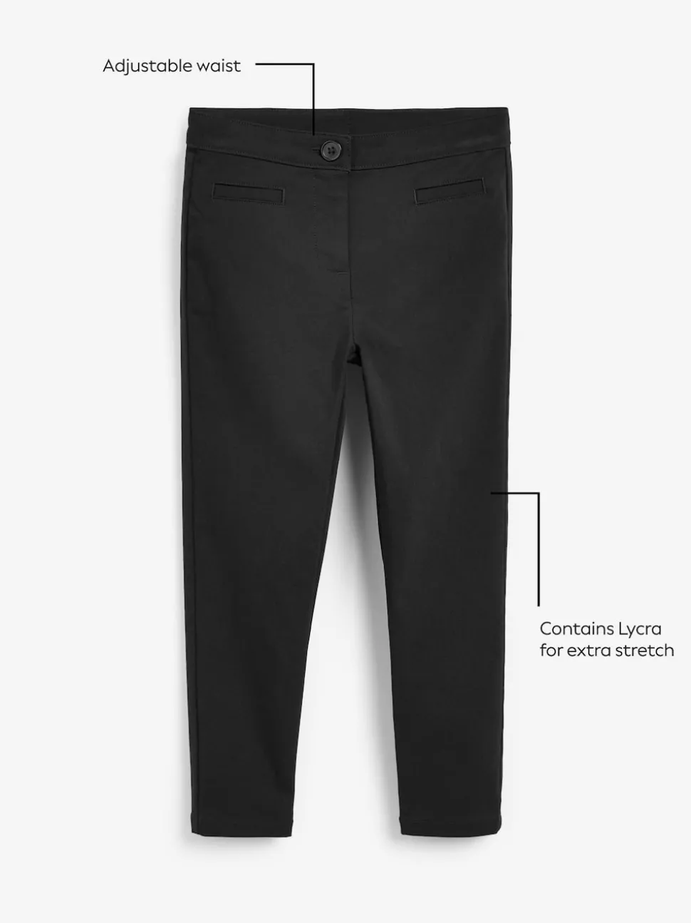 Black Regular Length School Skinny Stretch Trousers (3-18yrs)