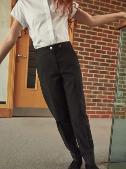 Black Regular Length Senior Tapered Gold Snap School Trousers (9-18yrs)