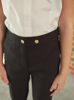 Black Regular Length Senior Tapered Gold Snap School Trousers (9-18yrs)