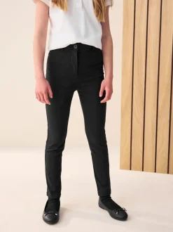 Black Regular Length Skinny Fit Stretch High Waist School Trousers (9-18yrs)