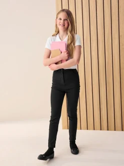 Black Regular Length Skinny Fit Stretch High Waist School Trousers (9-18yrs)