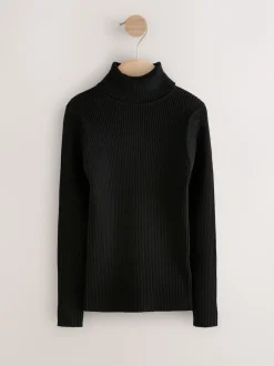 Black Roll Neck Knit Jumper (3-16yrs)