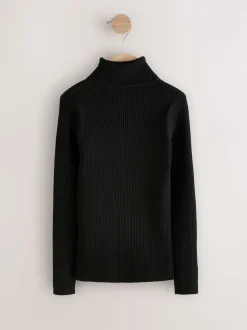 Black Roll Neck Knit Jumper (3-16yrs)