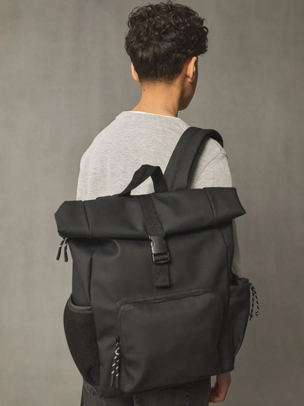 Black Roll Top Backpack