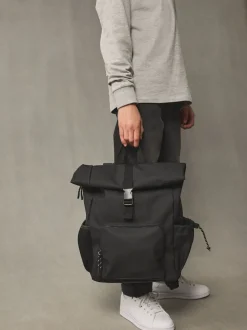 Black Roll Top Backpack
