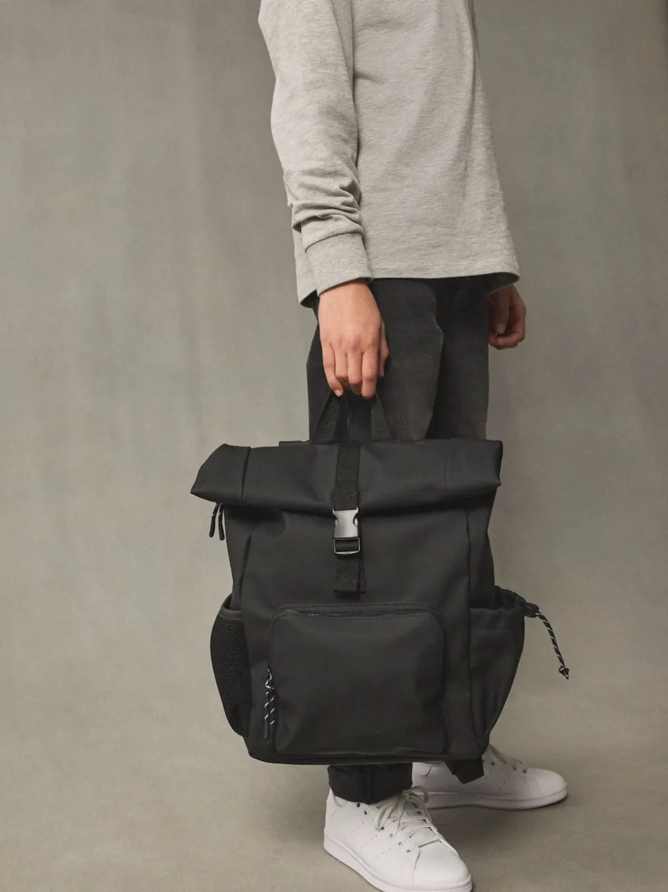 Black Roll Top Backpack