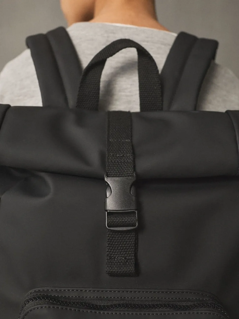 Black Roll Top Backpack