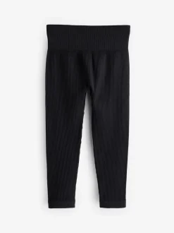 Black Seamless Ribbed High Waist Leggings (3-16yrs)