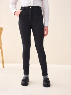 Black Senior Gold Snap High Waisted Skinny Stretch School Trousers (9-17yrs)