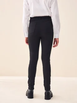 Black Senior Gold Snap High Waisted Skinny Stretch School Trousers (9-17yrs)
