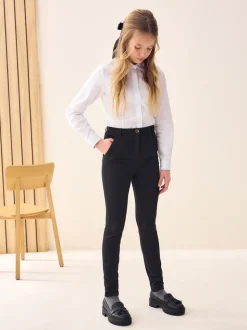 Black Senior Gold Snap High Waisted Skinny Stretch School Trousers (9-17yrs)