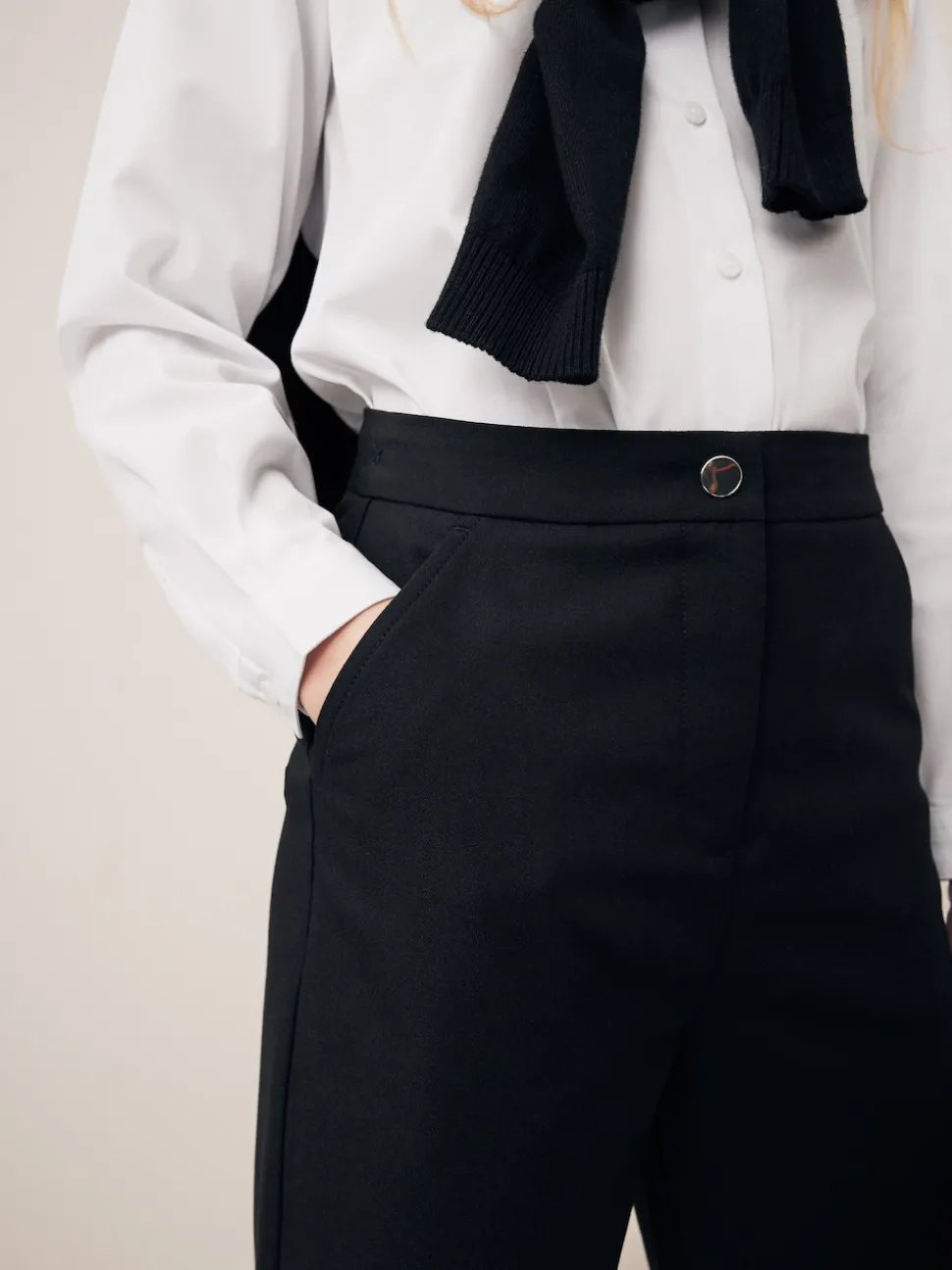 Black Senior High Waist Flared School Trousers (9-17yrs)