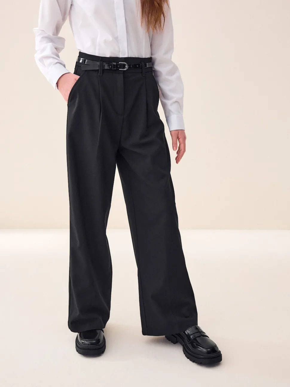 Black Senior Wide Leg Belted School Trousers (9-18yrs)
