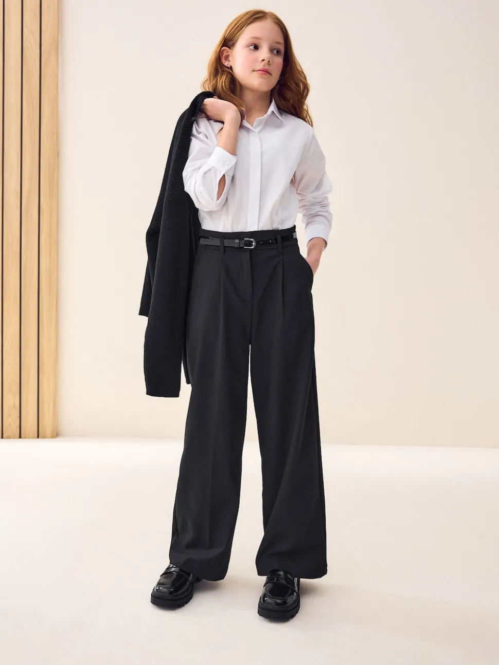 Black Senior Wide Leg Belted School Trousers (9-18yrs)