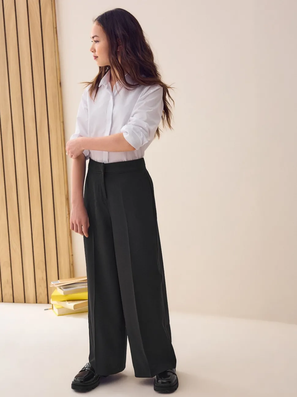 Black Senior Wide Leg Seam Trousers (9-18yrs)