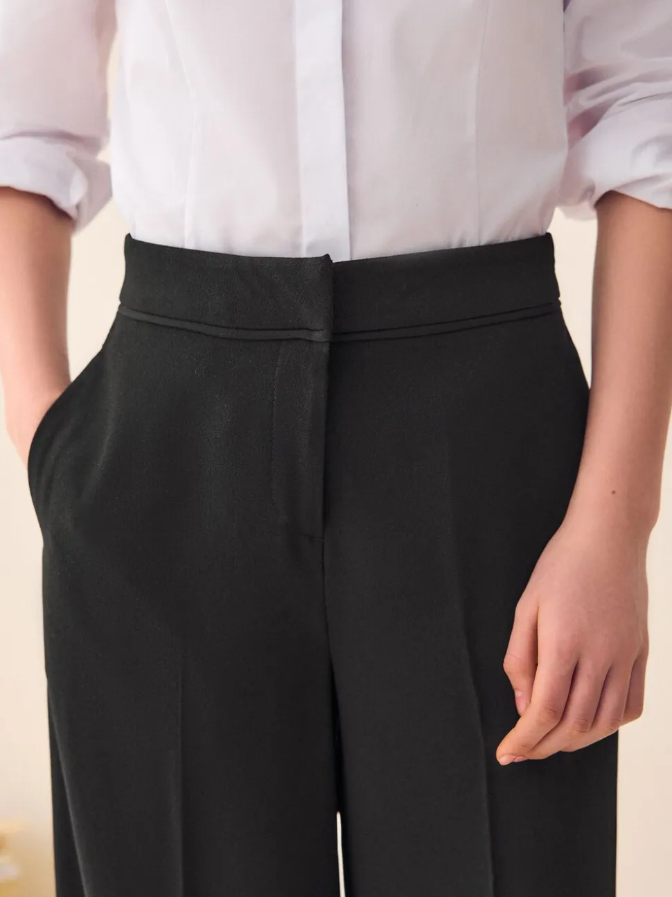 Black Senior Wide Leg Seam Trousers (9-18yrs)