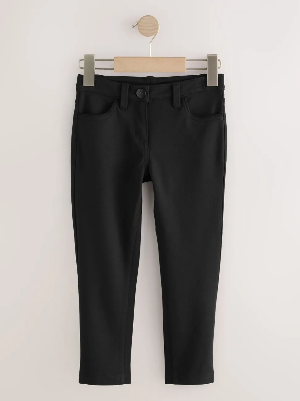 Black Shorter Length Jersey Stretch Skinny School Trousers (3-18yrs)
