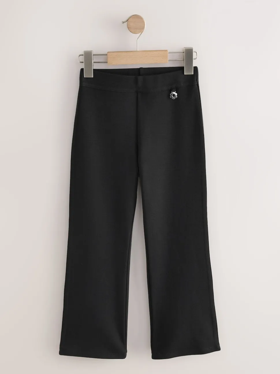 Black Shorter Length Pull-On Cotton Rich Stretch Boot Cut School Trousers (3-16yrs)