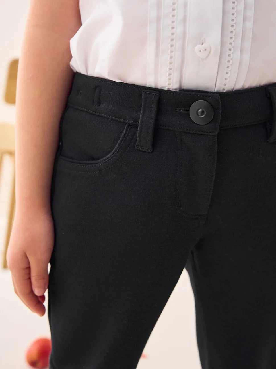 Black Shorter Length School Skinny Stretch Trousers (3-18yrs)