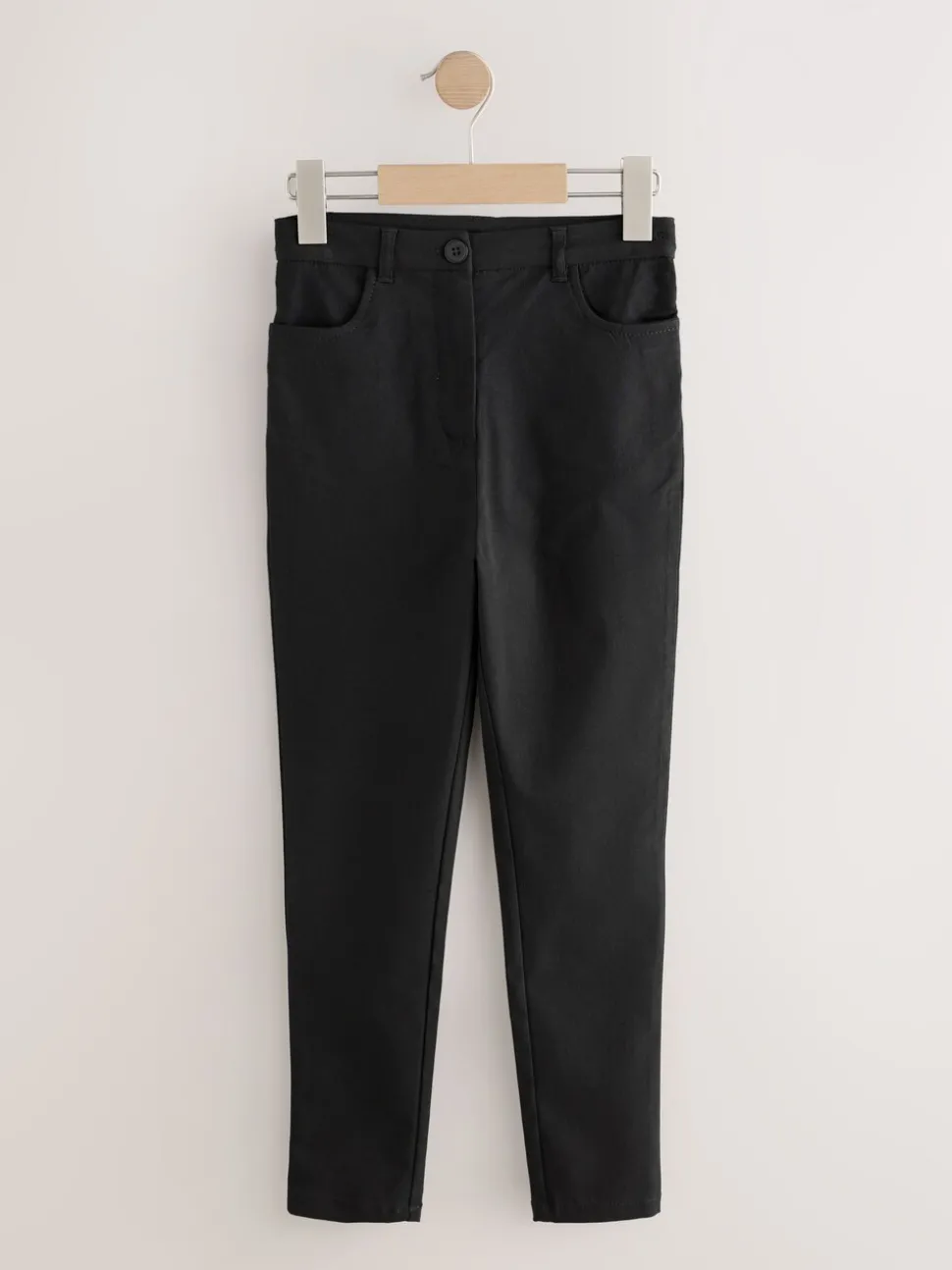 Black Shorter Length Skinny Fit Stretch High Waist School Trousers (9-18yrs)