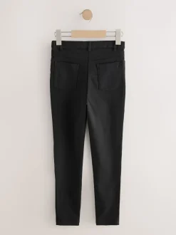 Black Shorter Length Skinny Fit Stretch High Waist School Trousers (9-18yrs)