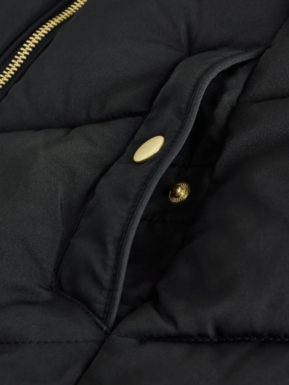 Black Shower Resistant Faux Fur Trim Padded Coat (3-16yrs)