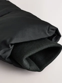Black Shower Resistant Faux Fur Trim Padded Coat (3-16yrs)